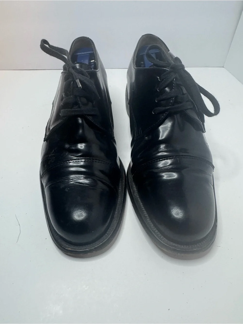 BLay Black Leather Cap Toe Oxfords Men's Size 7.5